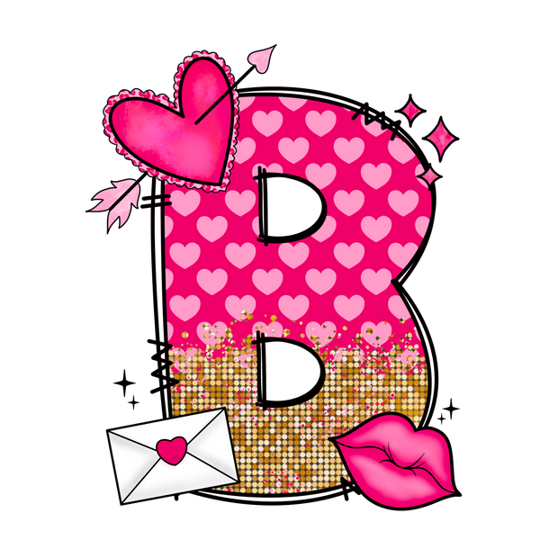 Valentine_s Day Letter B DTF (direct-to-film) Transfer