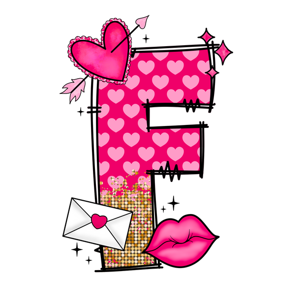 Valentine_s Day Letter F DTF (direct-to-film) Transfer