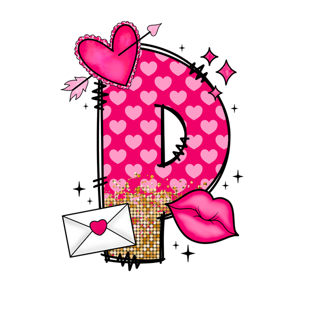 Valentine_s Day Letter P DTF (direct-to-film) Transfer