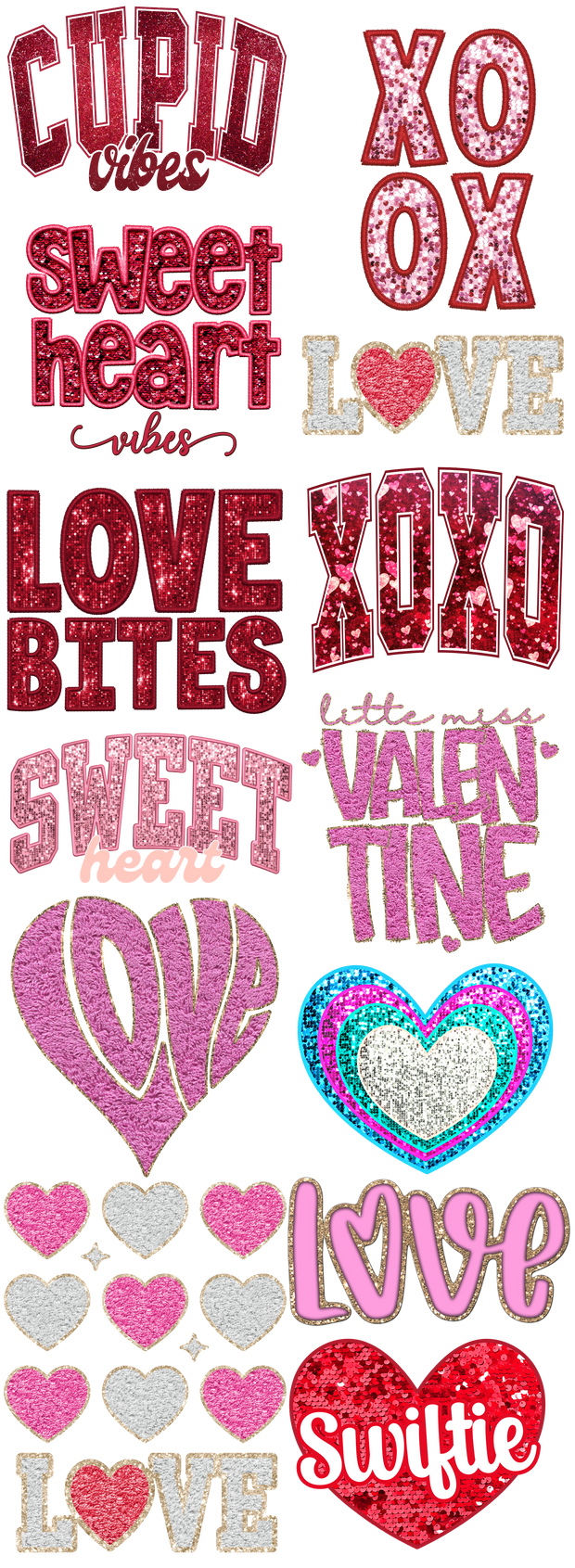 Glitter 2 Valentine's Day 60"x22" Ready to Ship Gang Sheet