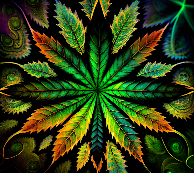 Vibrant Cannabis Leaf 1 UV-DTF 20 oz Skinny Tumbler Wrap