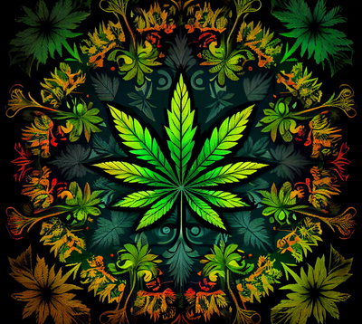 Vibrant Cannabis Leaf 2 UV-DTF 20 oz Skinny Tumbler Wrap