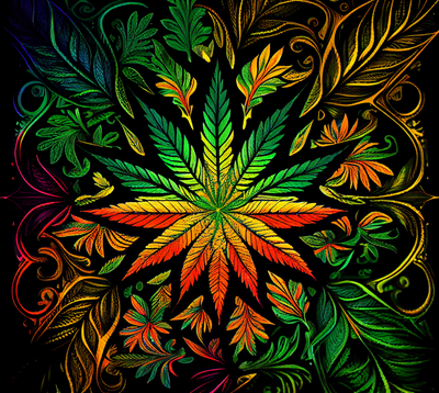 Vibrant Cannabis Leaf 3 UV-DTF 20 oz Skinny Tumbler Wrap