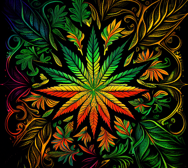 Vibrant Cannabis Leaf 3 UV-DTF 20 oz Skinny Tumbler Wrap