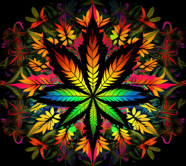 Vibrant Cannabis Leaf 4 UV-DTF 20 oz Skinny Tumbler Wrap