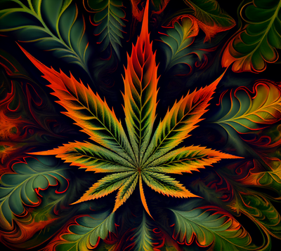 Vibrant Cannabis Leaf 5 UV-DTF 20 oz Skinny Tumbler Wrap