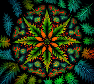 Vibrant Cannabis Leaf 6 UV-DTF 20 oz Skinny Tumbler Wrap