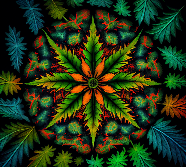 Vibrant Cannabis Leaf 6 UV-DTF 20 oz Skinny Tumbler Wrap