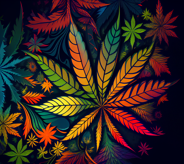 Vibrant Cannabis Leaf 7 UV-DTF 20 oz Skinny Tumbler Wrap