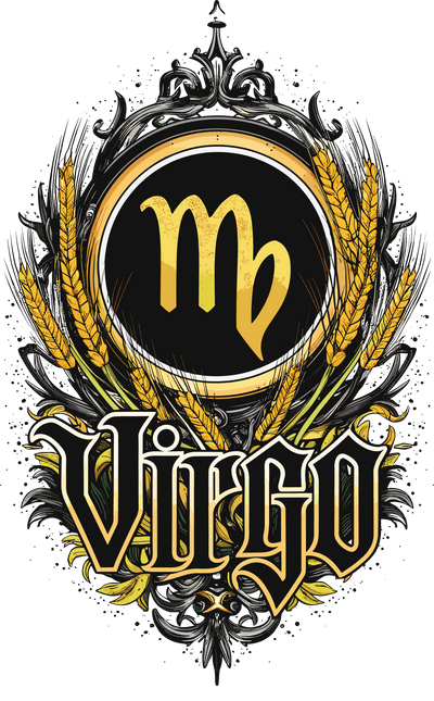Virgo Black & Gold DTF (direct-to-film) Transfer