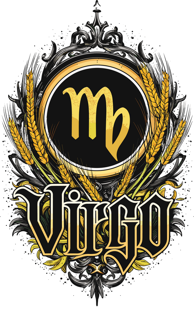 Virgo Black & Gold DTF (direct-to-film) Transfer