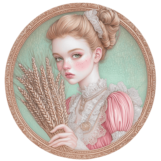 Virgo Girl in Gold Ring Zodiac DTF (direct-to-film) Transfer