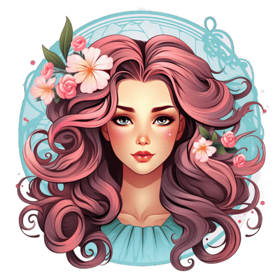 Virgo Lady Flower in Hair Zodiac DTF (direct-to-film) Transfer