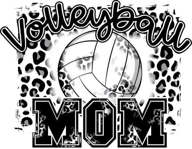 Volleyball Mom Black and White Font Sports DTF (direct-to-film) Transfer