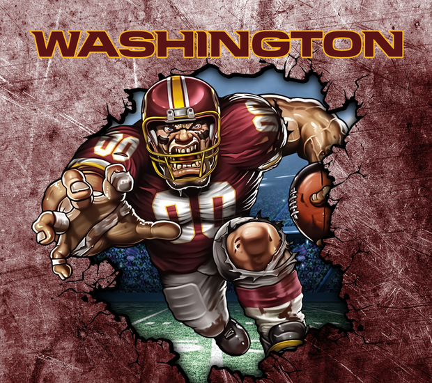 Washington Commanders With Animated Football Player UV-DTF 20 oz Skinny Tumbler Wrap