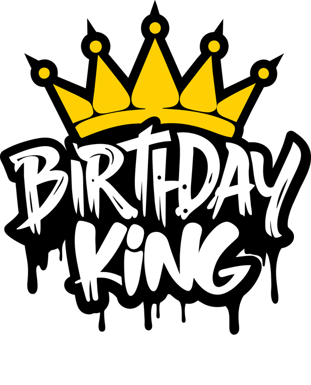 White Font Birthday King DTF (direct-to-film) Transfer