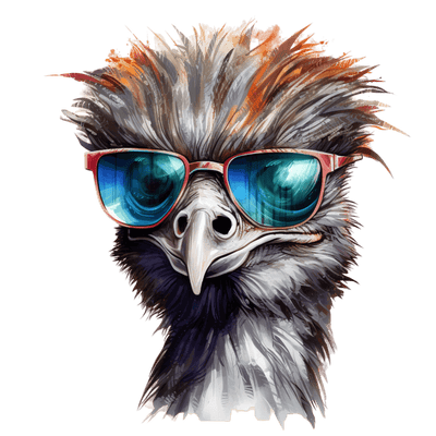 Wild Emu in Shades DTF (direct-to-film) Transfer