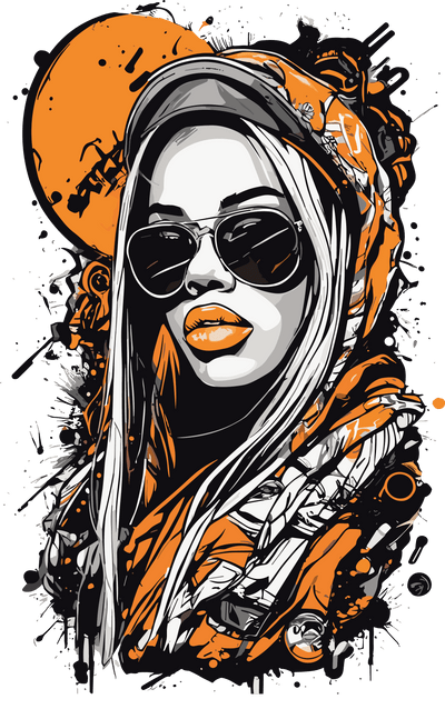 Woman With Orange Lipstick Color Drip DTF (direct-to-film) Transfer