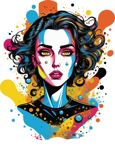 Woman & Color Drip Bubbles DTF (direct-to-film) Transfer