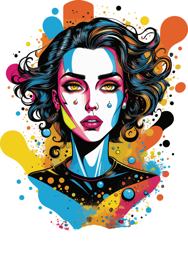 Woman & Color Drip Bubbles DTF (direct-to-film) Transfer