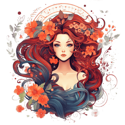 Woman & Flowers Virgo DTF (direct-to-film) Transfer