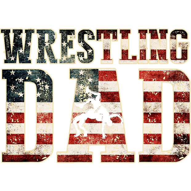 Wrestling Dad Colored in Red White & Blue DTF (direct-to-film) Transfer
