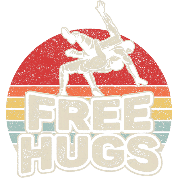 Wrestling Distressed Free Hugs DTF (direct-to-film) Transfer