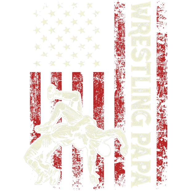 Wrestling Papa in Distressed Flag DTF (direct-to-film) Transfer