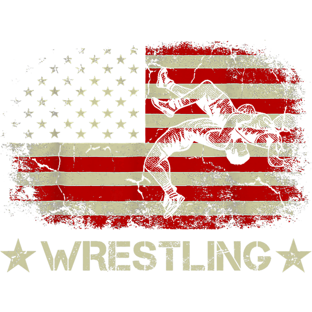 Wrestling Red & Gold Flag DTF (direct-to-film) Transfer