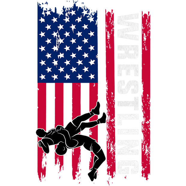 Wrestling Text in Flag DTF (direct-to-film) Transfer