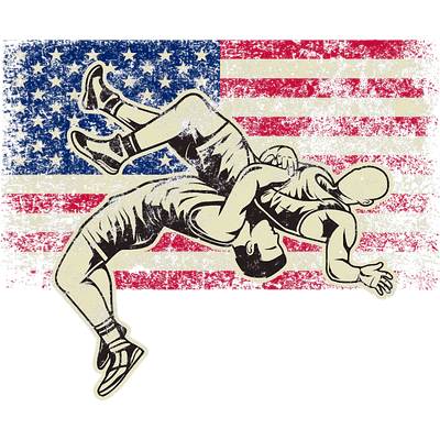 Wrestling in Distressed USA Flag DTF (direct-to-film) Transfer