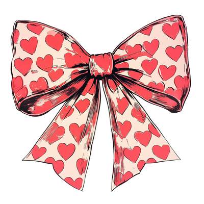 Yellow And Pink Heart Bow DTF (direct-to-film) Transfer