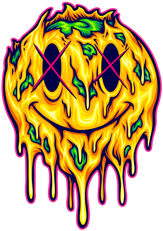 Yellow Emoji Color Drip DTF (direct-to-film) Transfer