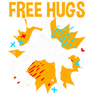 Yellow Font Free Hugs Wrestling DTF (direct-to-film) Transfer