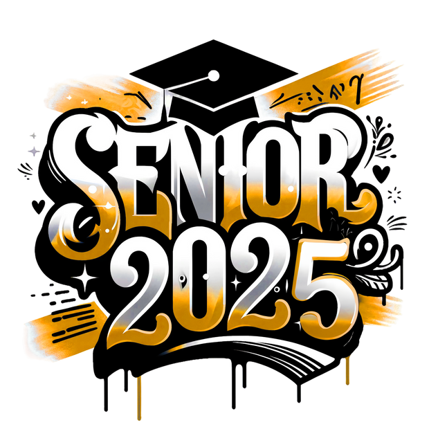 Yellow & Black Dripping Senior 2025 Airbrushed DTF (direct-to-film) Transfer