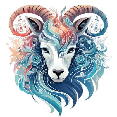 Zodiac Capricorn Goat in Blue DTF (direct-to-film) Transfer