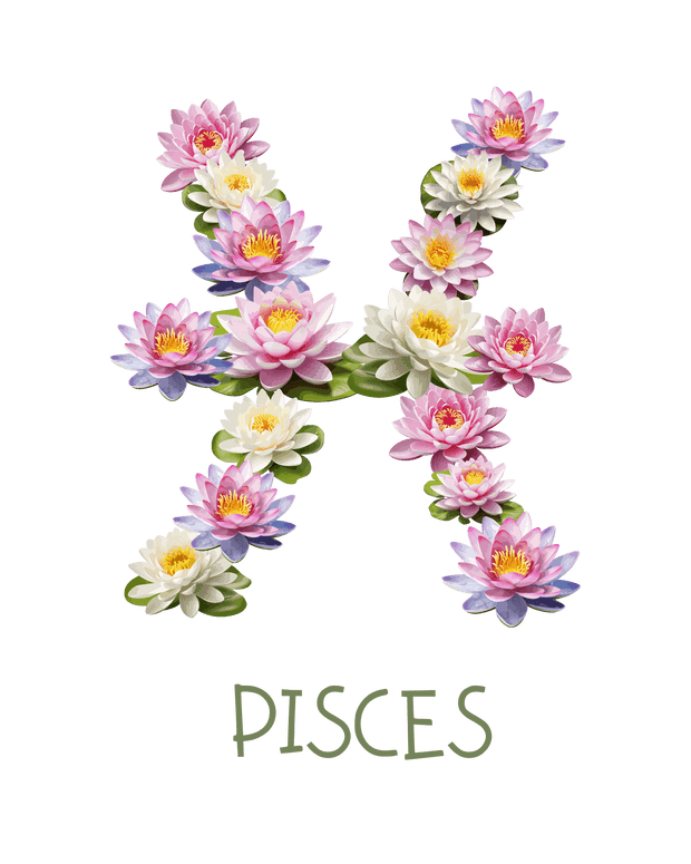 Zodiac Floral Pisces DTF (direct-to-film) Transfer