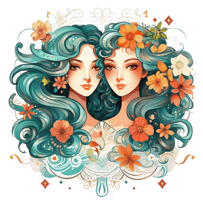 Zodiac Gemini Twin Girls DTF (direct-to-film) Transfer