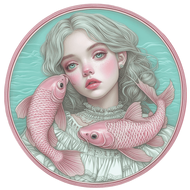 Zodiac Girl & Fish Pisces DTF (direct-to-film) Transfer