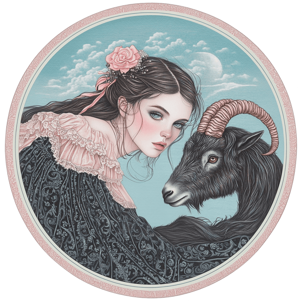 Zodiac Lady & Goat Capricorn DTF (direct-to-film) Transfer