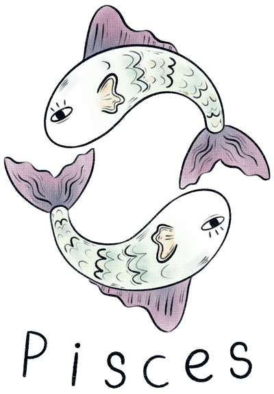 Zodiac Pisces Fish Circle DTF (direct-to-film) Transfer