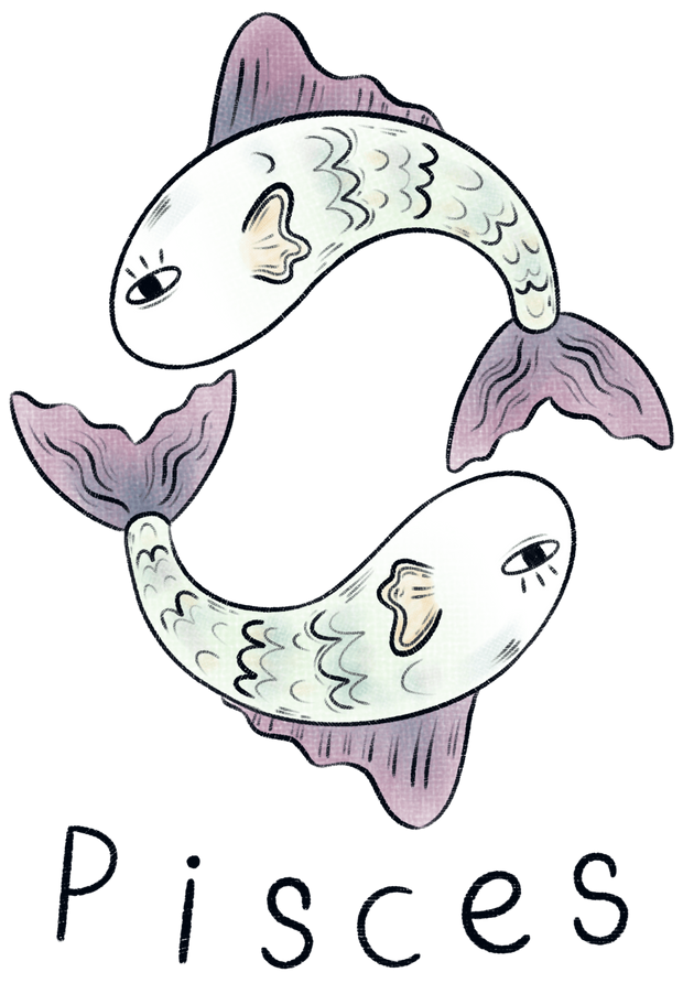 Zodiac Pisces Fish Circle DTF (direct-to-film) Transfer