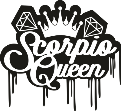 Zodiac Scorpio Queen Color Drip & White Font DTF (direct-to-film) Transfer