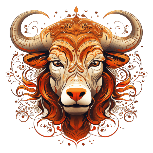 Zodiac Taurus Bull in Gold DTF (direct-to-film) Transfer