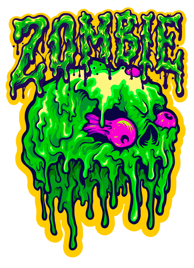 Zombie With Purple Eyes Color Drip DTF (direct-to-film) Transfer