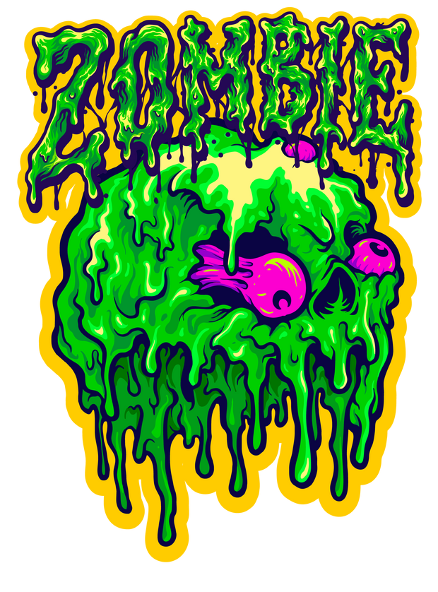 Zombie in Green Color Drip DTF (direct-to-film) Transfer