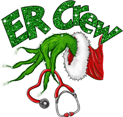 ER Crew Grinch Faux Glitter Direct to Film DTF Transfer - Twisted Image Transfers