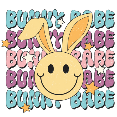 Bunny Babe Smiley Face Easter DTF (direct-to-film) Transfer - Twisted Image Transfers