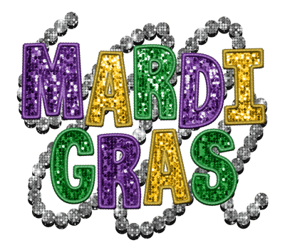 Faux Glitter Mardi Gras with Beads DTF (direct-to-film) Transfer - Twisted Image Transfers