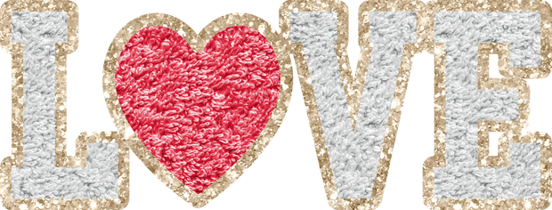 Gold Glitter Faux Patch Love DTF (direct-to-film) Transfer - Twisted Image Transfers